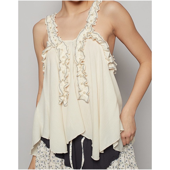POL Tops - POL Cream Ruffle Detail Flowy Tank Top